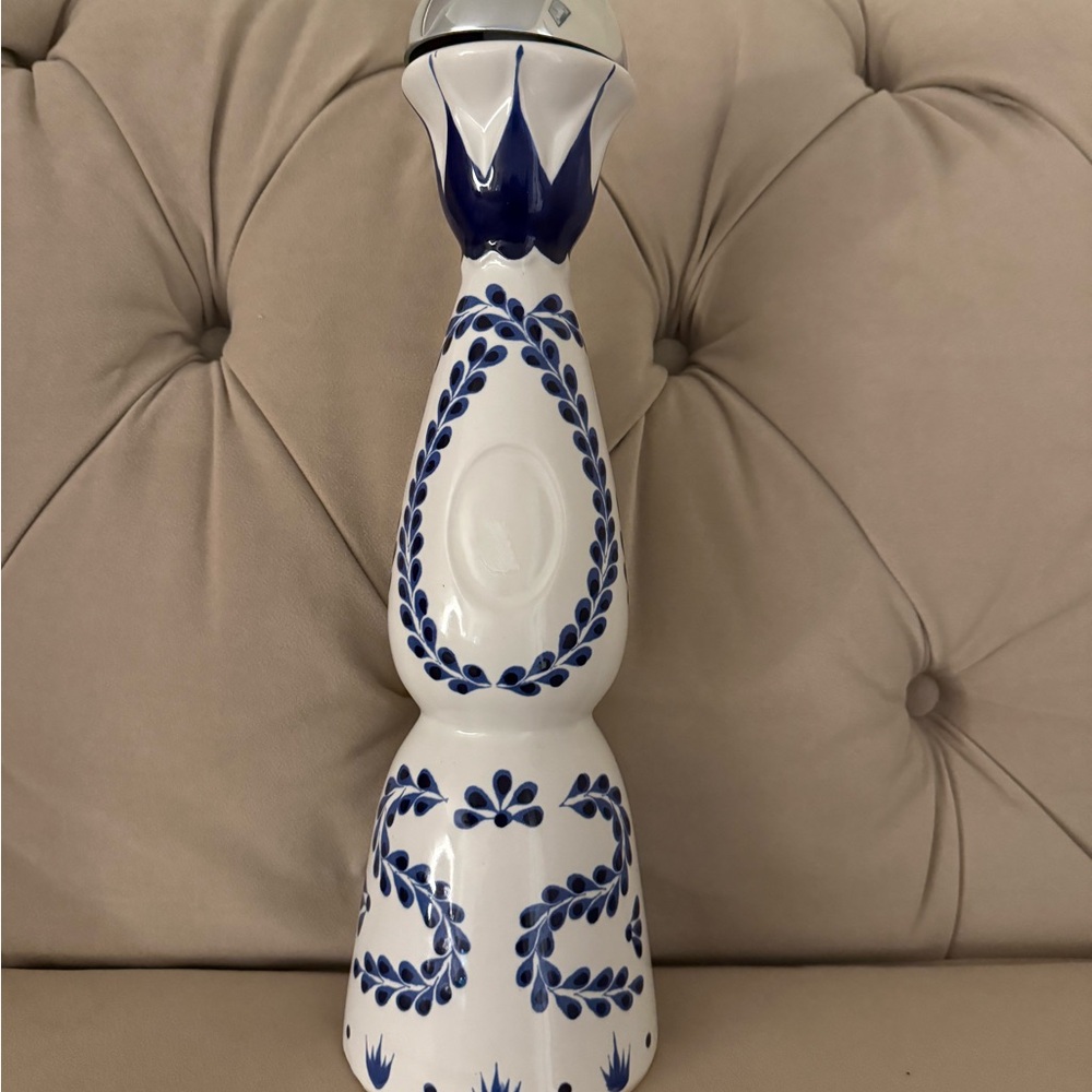 Clase Azul Empty Blue and White Ceramic Bottle